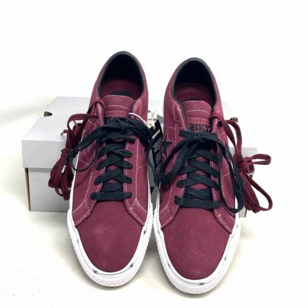Converse One Star Pro OX Shoes Low Men's Sneakers A05091C Bordeaux Suede Skate - Picture 5 of 12